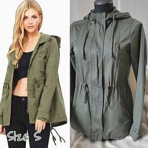 Ambiance army green hooded utility jacket